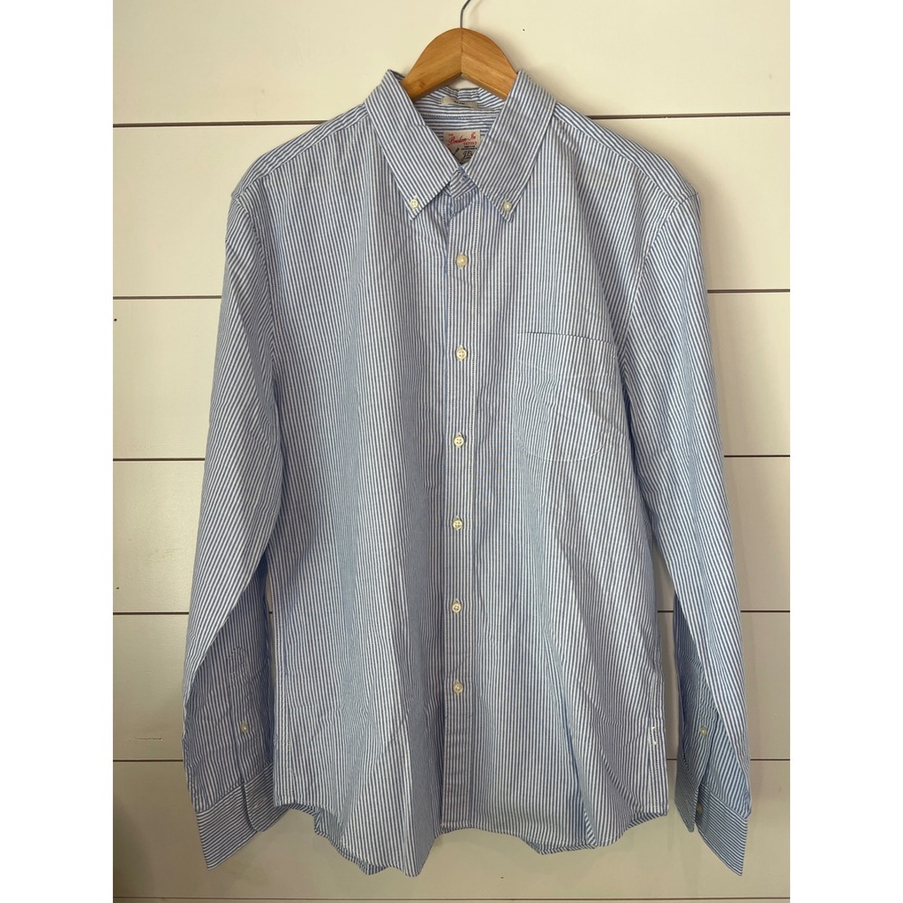 NWT J.Crew organic cotton Mens Broken-In Oxford Slim Fit Shirt Blue White Large